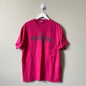 Universal studios hot pink large logo short sleeve graphic T-shirt